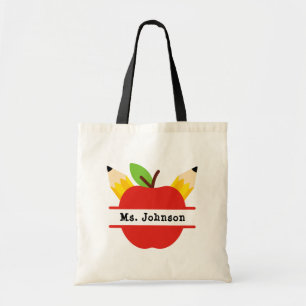 Bolsa Tote Lápis de Apple de Nome de Professor Personalizado
