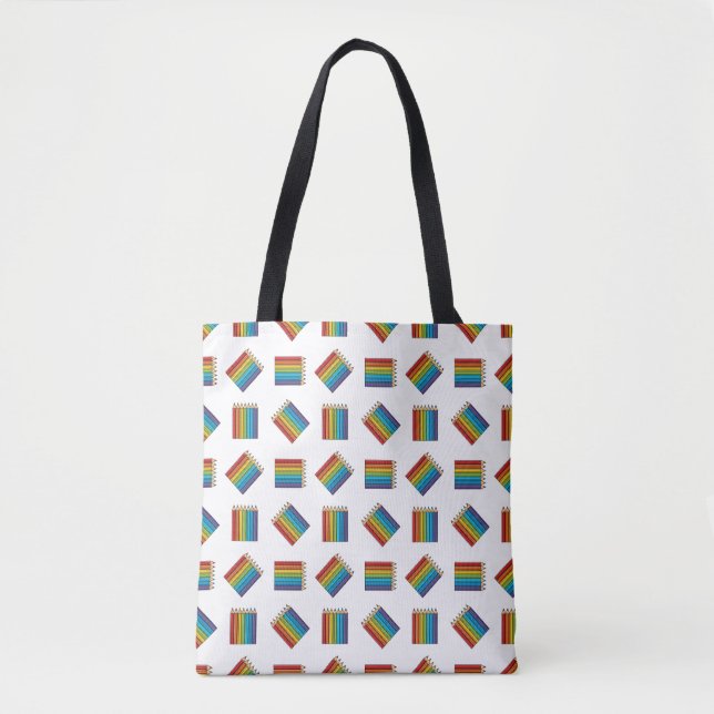 Bolsa Tote Lápis de Coloração do Arco-Íris (Frente)