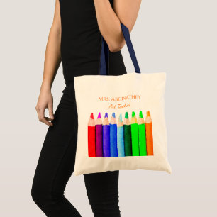 Bolsa Tote Lápis de Cor Volta às Aulas Nome do Professor Pers