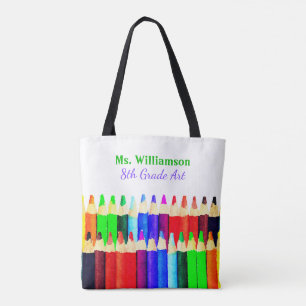 Bolsa Tote Lápis De Cores De Volta Ao Nome De Professor Pers