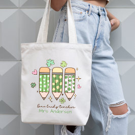 Bolsa Tote Lápis de Professora Sortuda Retro Fofo Personaliza