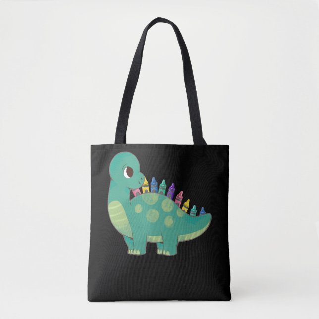 Bolsa Tote Lápis Dinossauros Meninas Pré-Escolas Dino Criança (Frente)