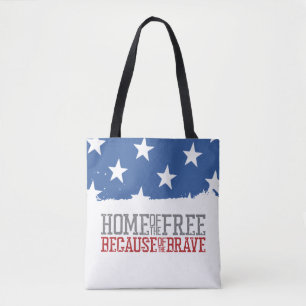 Bolsa Tote Lar dos Livres Por Causa dos Bravos Bandeira dos E