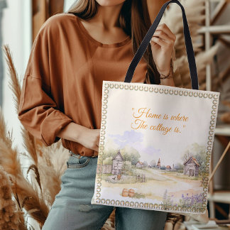 Bolsa Tote "Lar é onde está o algodão" Flores selvagens russa