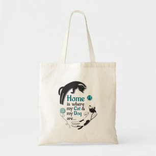 Bolsa Tote Lar é onde meu gato e meu cachorro estão