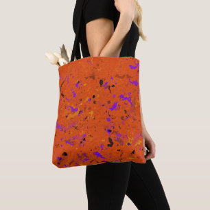 Bolsa Tote Laranja, Amarelo, Roxo e Abstrato preto