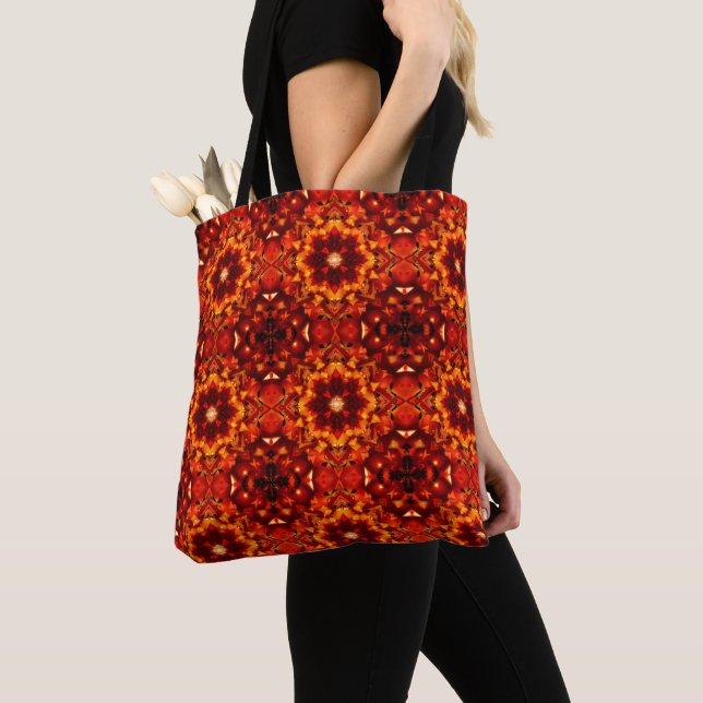 Bolsa Tote Laranja avermelhada Kaleidoscope Impressão Tob Bag (Close Up)