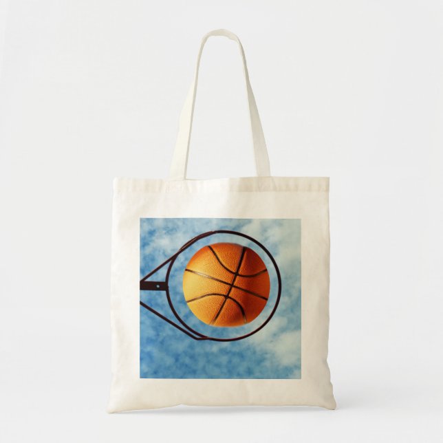 Bolsa Tote Laranja Basquete Acima Do Anel, (Frente)