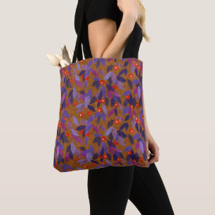 Bolsa Tote Laranja Berries Roxo Deixa Simples Padrão Floral
