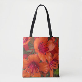 Bolsa Tote Laranja Brilhante Rhododendron Blooms Floral