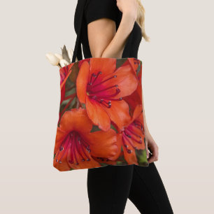 Bolsa Tote Laranja Brilhante Rhododendron Blooms Floral