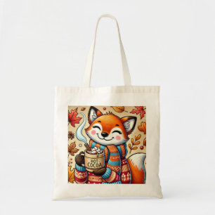 Bolsa Tote Laranja-Chic e Raposa Minimalista Branca
