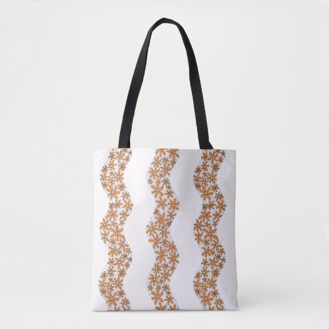 Bolsa Tote Laranja de Flor Cinzento (Frente)