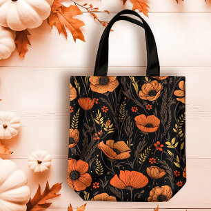Bolsa Tote Laranja de outono em preto
