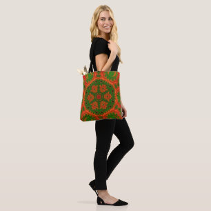 Bolsa Tote Laranja e Caleidoscópio Verde Saco do Ombro