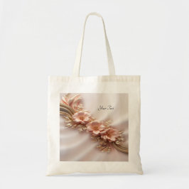 Bolsa Tote Laranja Elegante Peach Floral Tote Bag