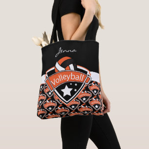 Bolsa Tote Laranja Esporte Voleibol DIY Texto