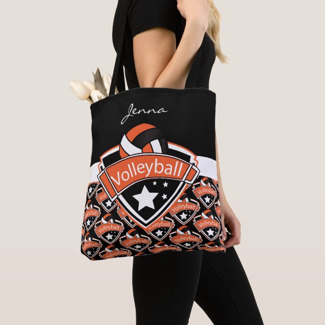 Bolsa Tote Laranja Esporte Voleibol | DIY Texto (Close Up)