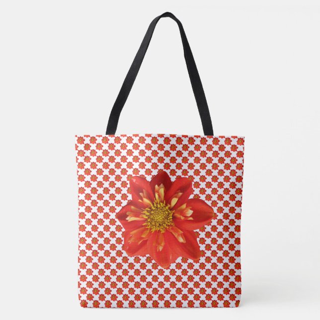 Bolsa Tote Laranja floral botânica em alguma cor (Frente)