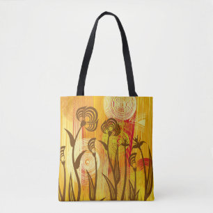 Bolsa Tote Laranja Floral: Padrão de Fundo Vibrante