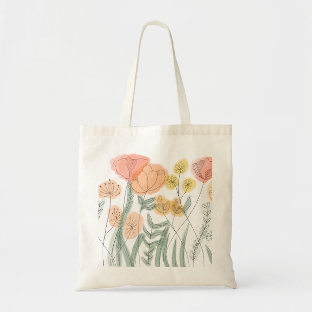 Bolsa Tote Laranja Flores (Frente)