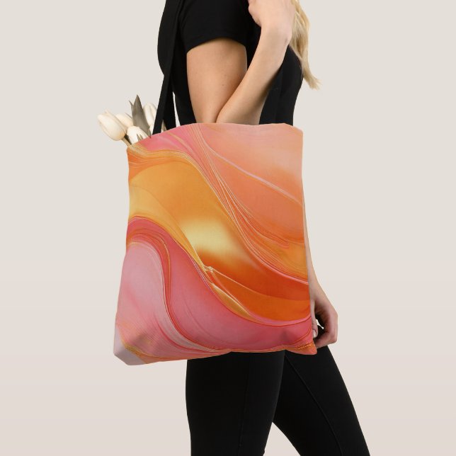 Bolsa Tote Laranja Moderna Rosa e Dourado- (Close Up)