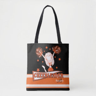 Bolsa Tote Laranja & Preto Garota Cheerleader Fofa