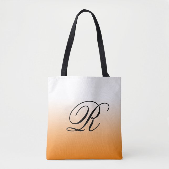 Bolsa Tote Laranja Sobre Qualquer Cor com Monograma (Frente)