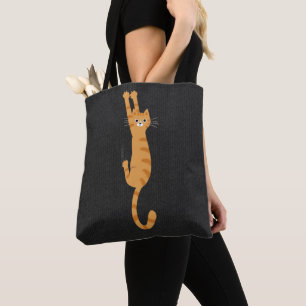 Bolsa Tote Laranja Tabby Cat Ativa Gato riscado engraçado