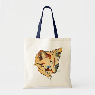 Bolsa Tote Laranja Tabby Kitten com Olhos Azuis