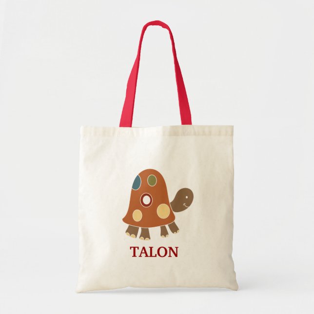 Bolsa Tote Laranja Tortoise Turtle Tote Bag - adicione um NOM (Frente)