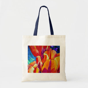Bolsa Tote Laranja Tulipas aquarela pintura floral