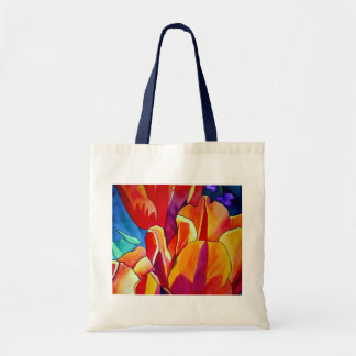 Bolsa Tote Laranja Tulipas aquarela pintura floral
