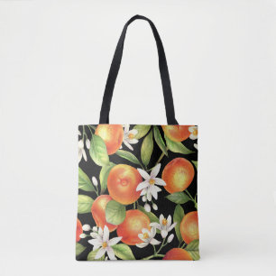Bolsa Tote Laranjas Desenhadas À Mão: Ilustração Floral.