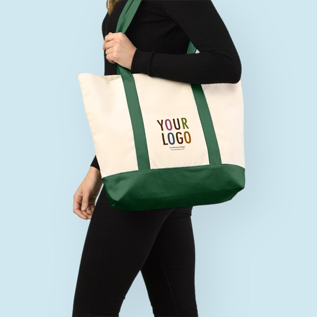 Bolsa Tote Large Custom Canvas Tote Bag with Logo No Minimum (MISOOK Green Large Tote Bag with Logo)