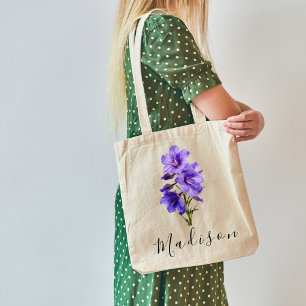 Bolsa Tote Larkspur Julho - Presente de Flor de Nascimento Pe