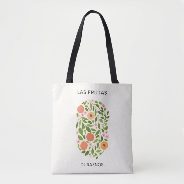Bolsa Tote Las Frutas: Duraznos - Mercado de Pêssegos (Frente)