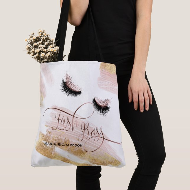 Bolsa Tote Lash Boss Makeup Olhos-da-sobrancelha Lashes Rosa  (Close Up)