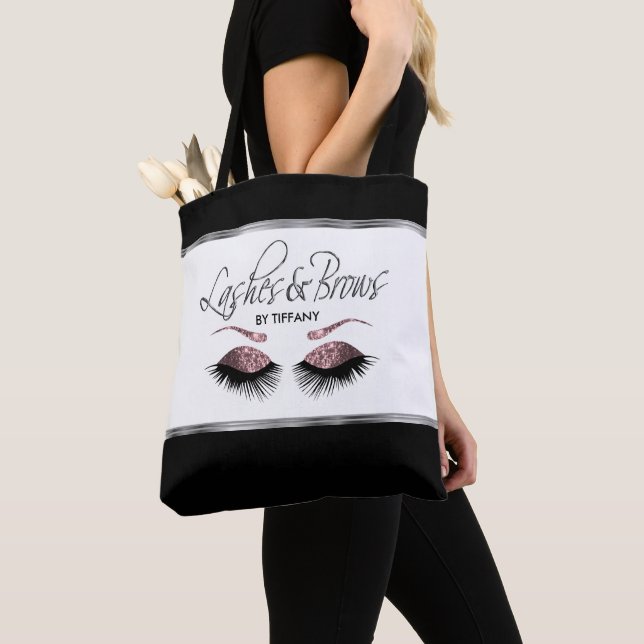 Bolsa Tote Lashes e Brocas - Rosa empoeirado Dourado (Close Up)