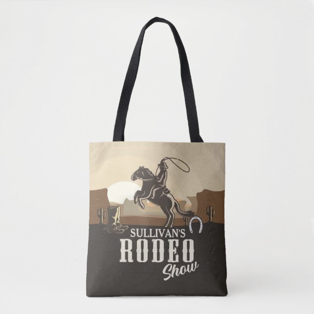 Bolsa Tote Lasso Roundup ADD NAME Western Rodeo Show (Frente)