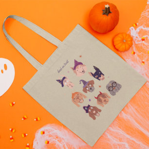 Bolsa Tote Latido ou Tratar Cães de Halloween Em Figurinos