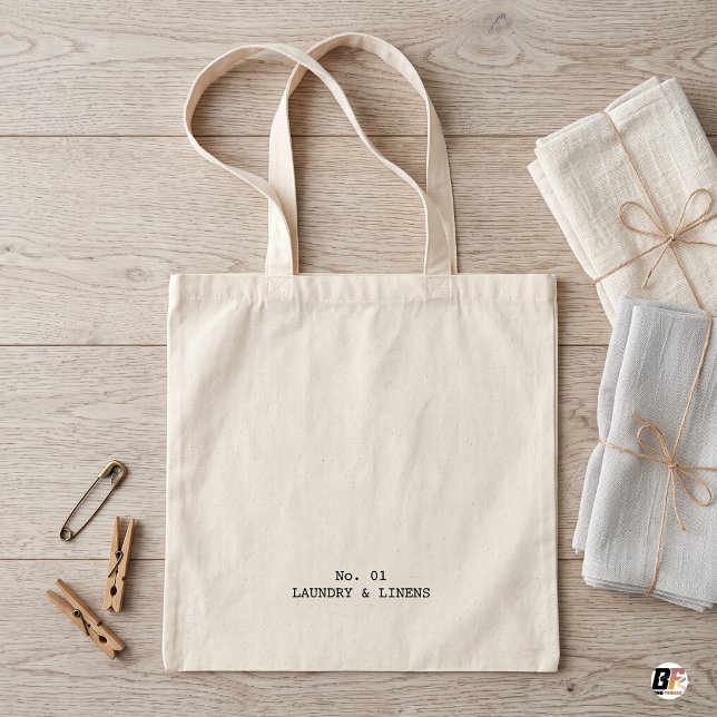Bolsa Tote Laundry & Linens Minimalist Typography Cream (Criador carregado)