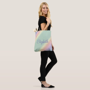 Bolsa Tote Lava-Água Arco-Íris de Pastel Diagonal Personaliza