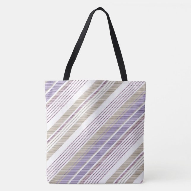 Bolsa Tote Lavanda/bege/Bolsa de fixação da risca de estanho (Frente)