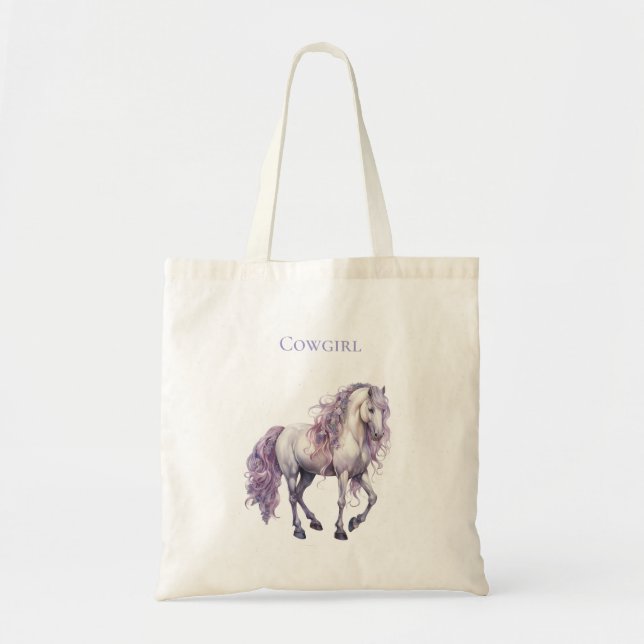 Bolsa Tote Lavanda Branca de Cavalo Floral (Frente)