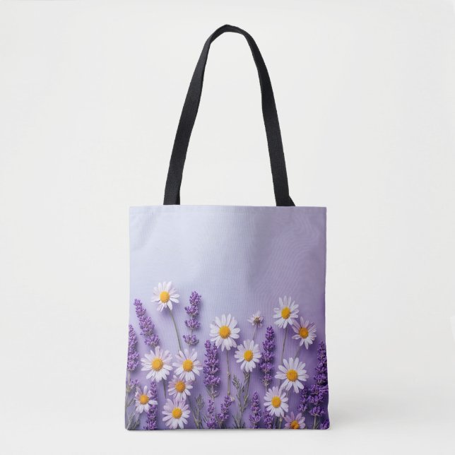 Bolsa Tote Lavanda charmosa e Saco de margarida branca (Frente)