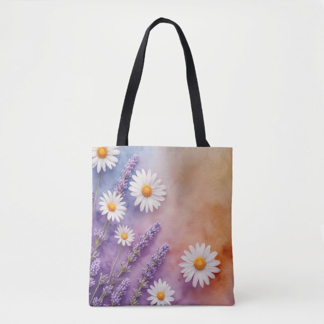 Bolsa Tote Lavanda Chic e Daisy Carryall (Frente)