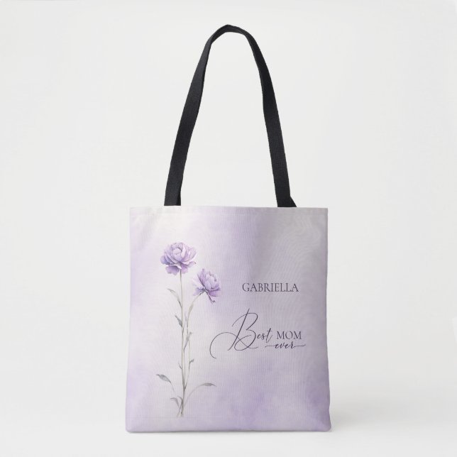 Bolsa Tote Lavanda de Aquarela Prado de Flor Selvagem Melhor  (Frente)