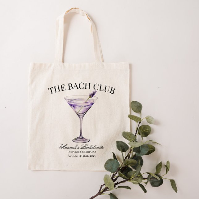 Bolsa Tote Lavanda de Clube Social, Coquetel Girls Trip Canva (Social Club Cocktail Series Lavender Canvas Bag)