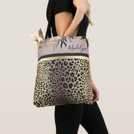 Bolsa Tote Lavanda Dourada Leopardo Safari Floral
